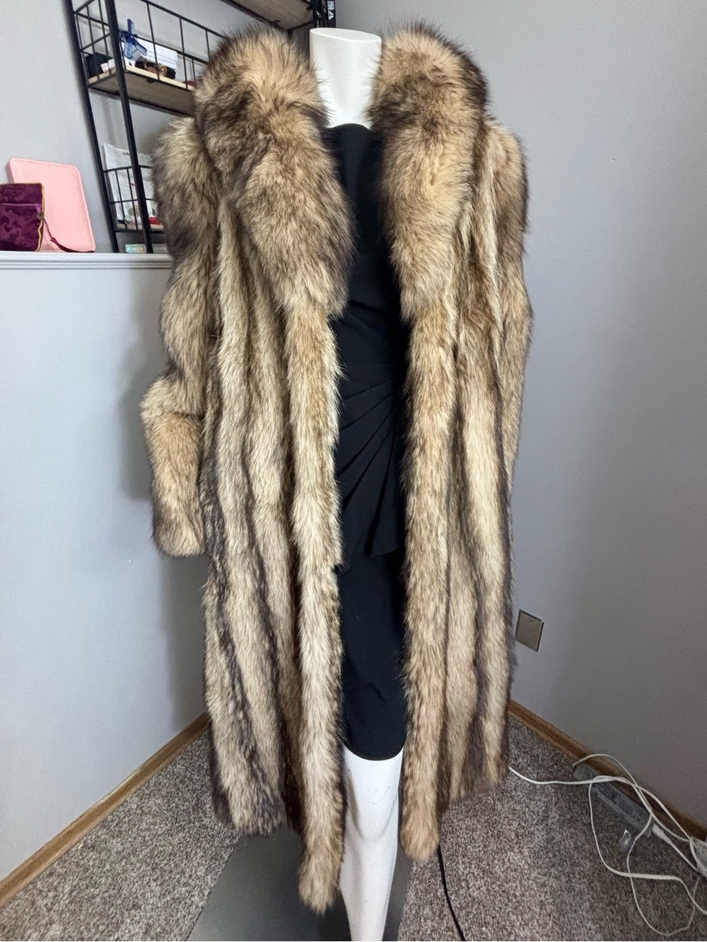 Vintage Women’s Full Length Raccoon Fur Coat, size S-M